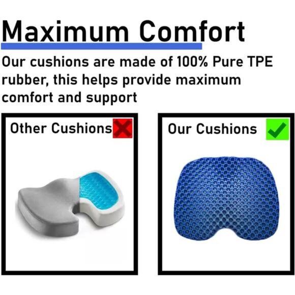 Large gel seat cushion cooling honeycomb support tailbone sciatica chair pillow - Picture 4 of 8